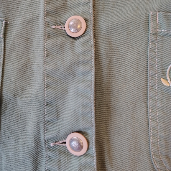 Tudor Court Embroidered Green Jean Jacket Size L - Picture 5 of 8